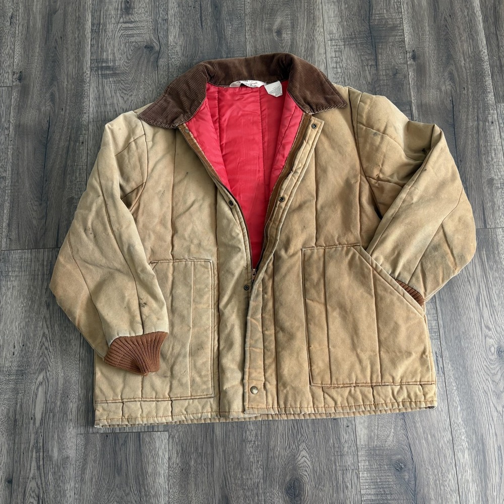 VTG Walls Jacket Mens XL Brown Canvas Quilted Blizzard-Pruf Insulated Workwear